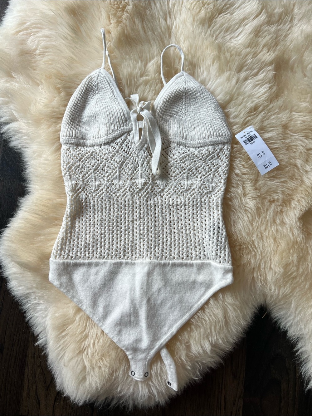 Abercrombie & Fitch Cream Crochet Halter Bodysuit
